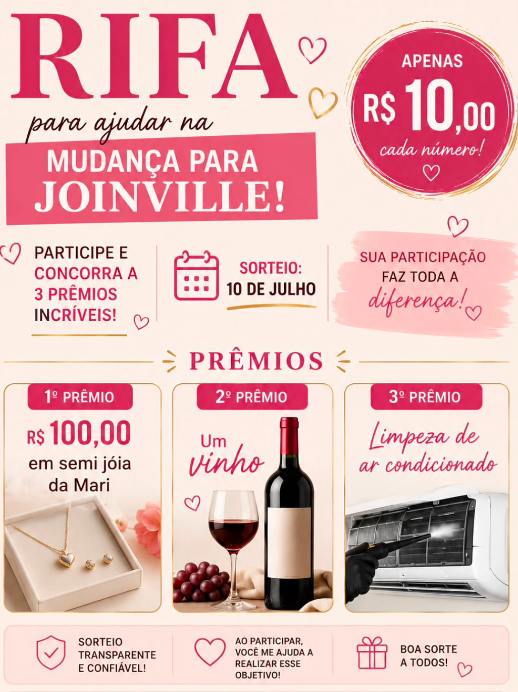 Banner da Rifa Beneficente Joinville